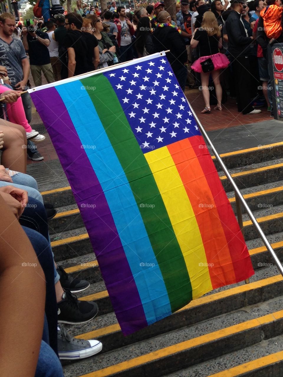 Rainbow American flag. Taken at San Francisco Pride, 2015. 