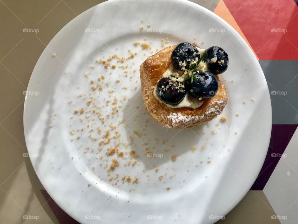 Custard pie with jumbo blueberries and yummy 