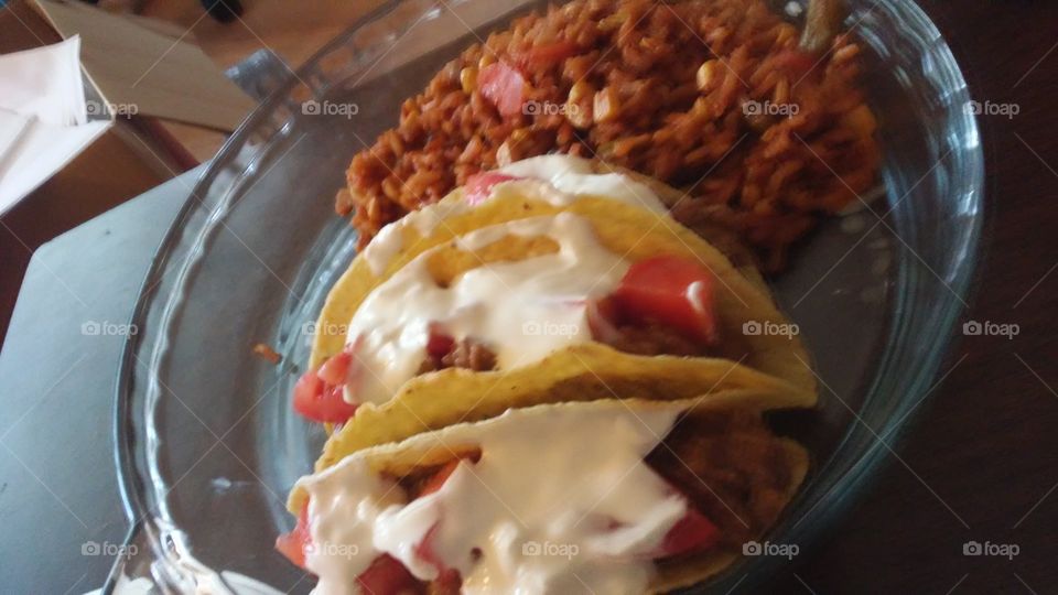 Tacos and refried beans