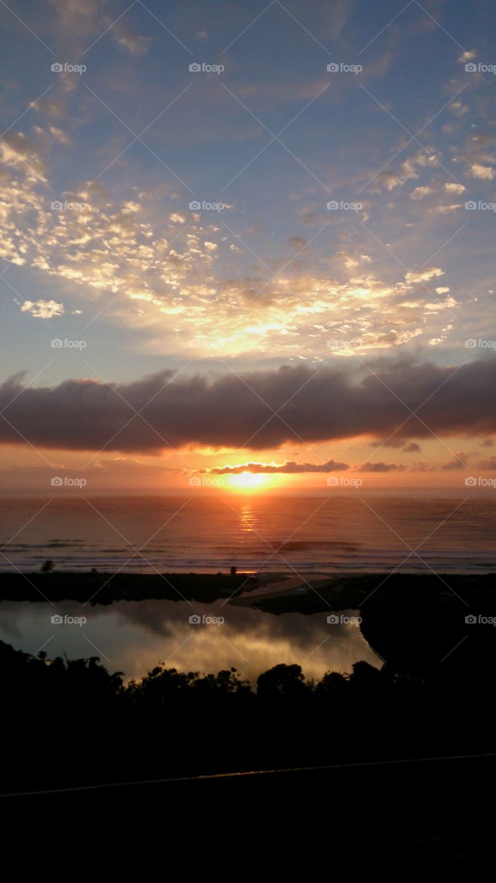 View of sunrise at sea, Santa Catarina, Brazil