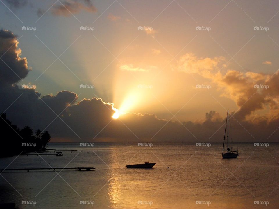 Sunset in bora bora