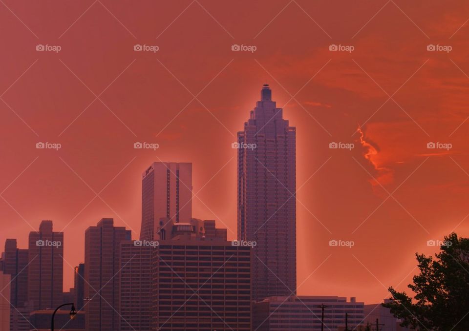 Atlanta skyline at sunset