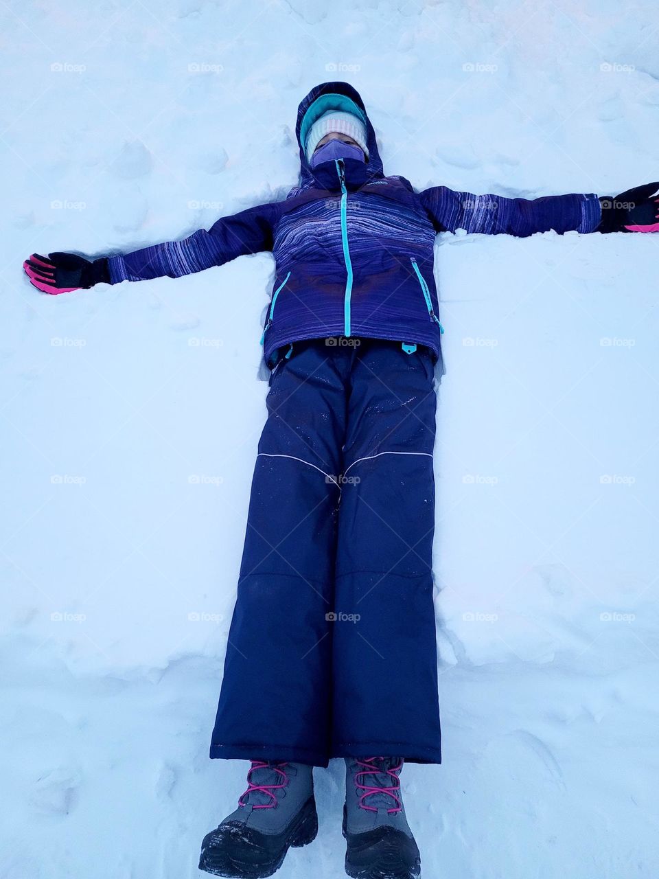 falling into the snow