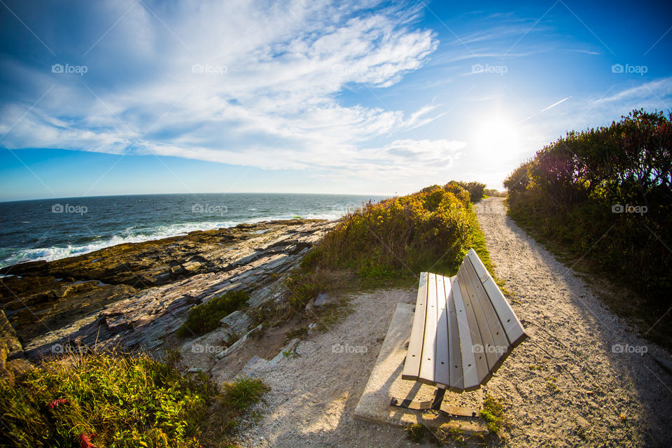 Portland Maine ocean view from bench