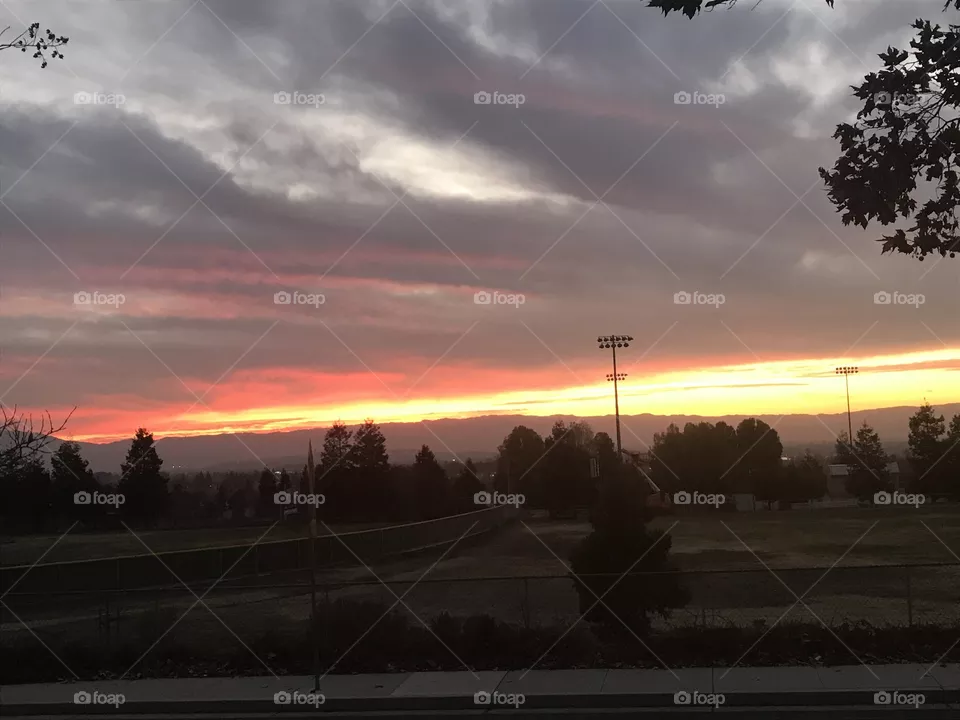 Sunset under clouds 