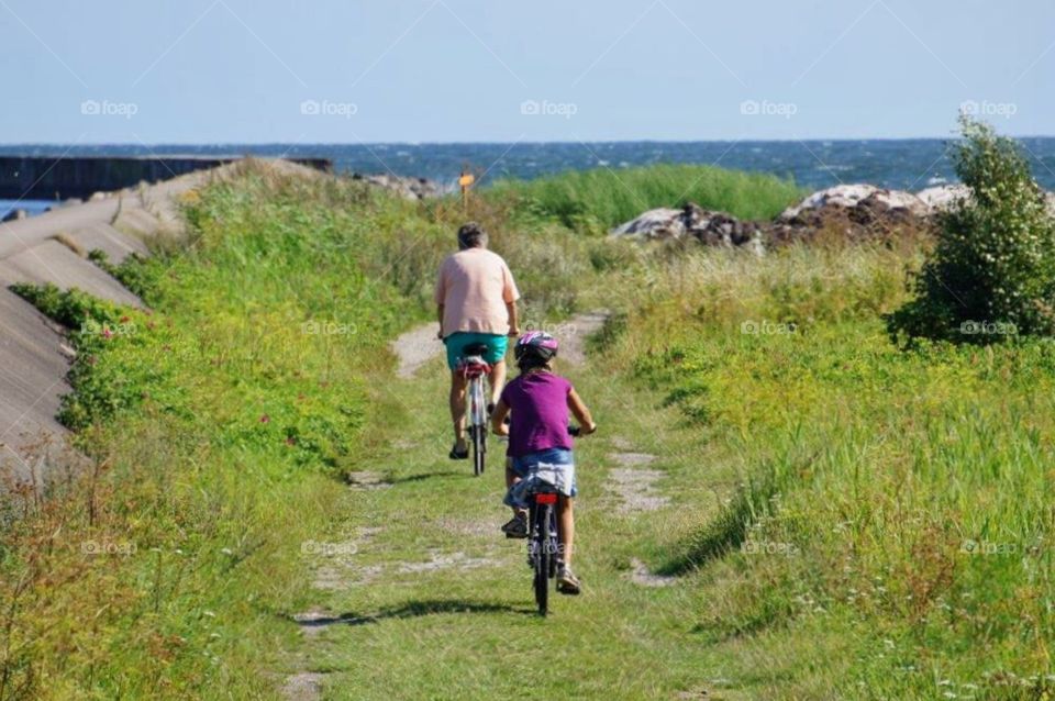 Out and about father and daughter 