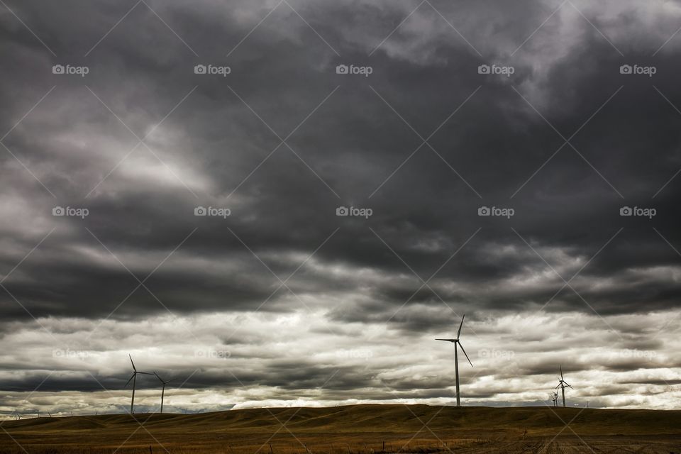 windmills in storm