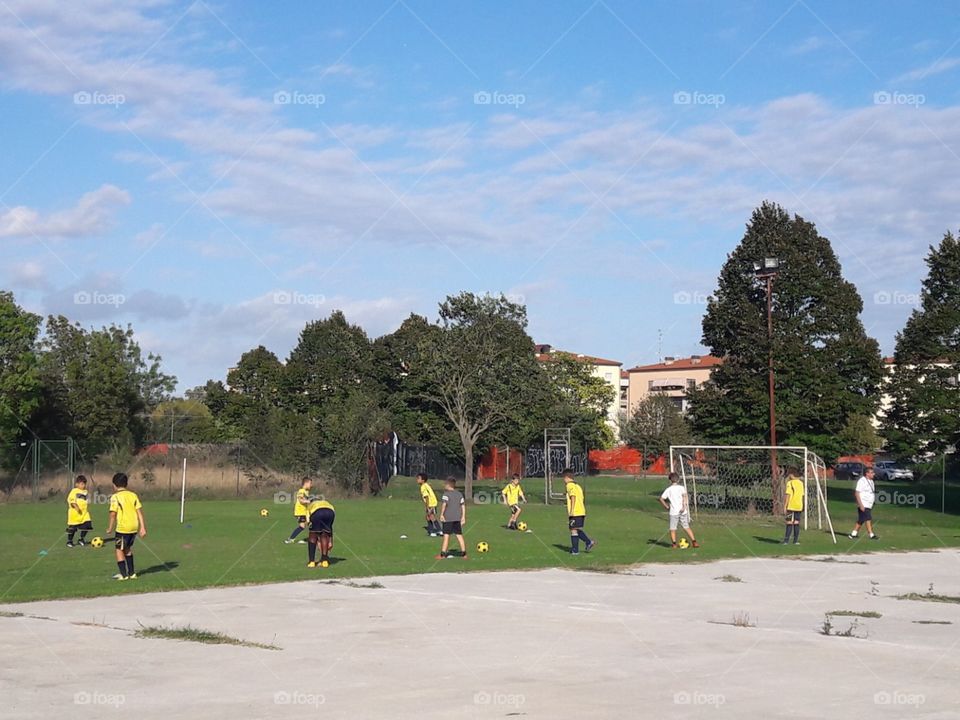 playing soccer