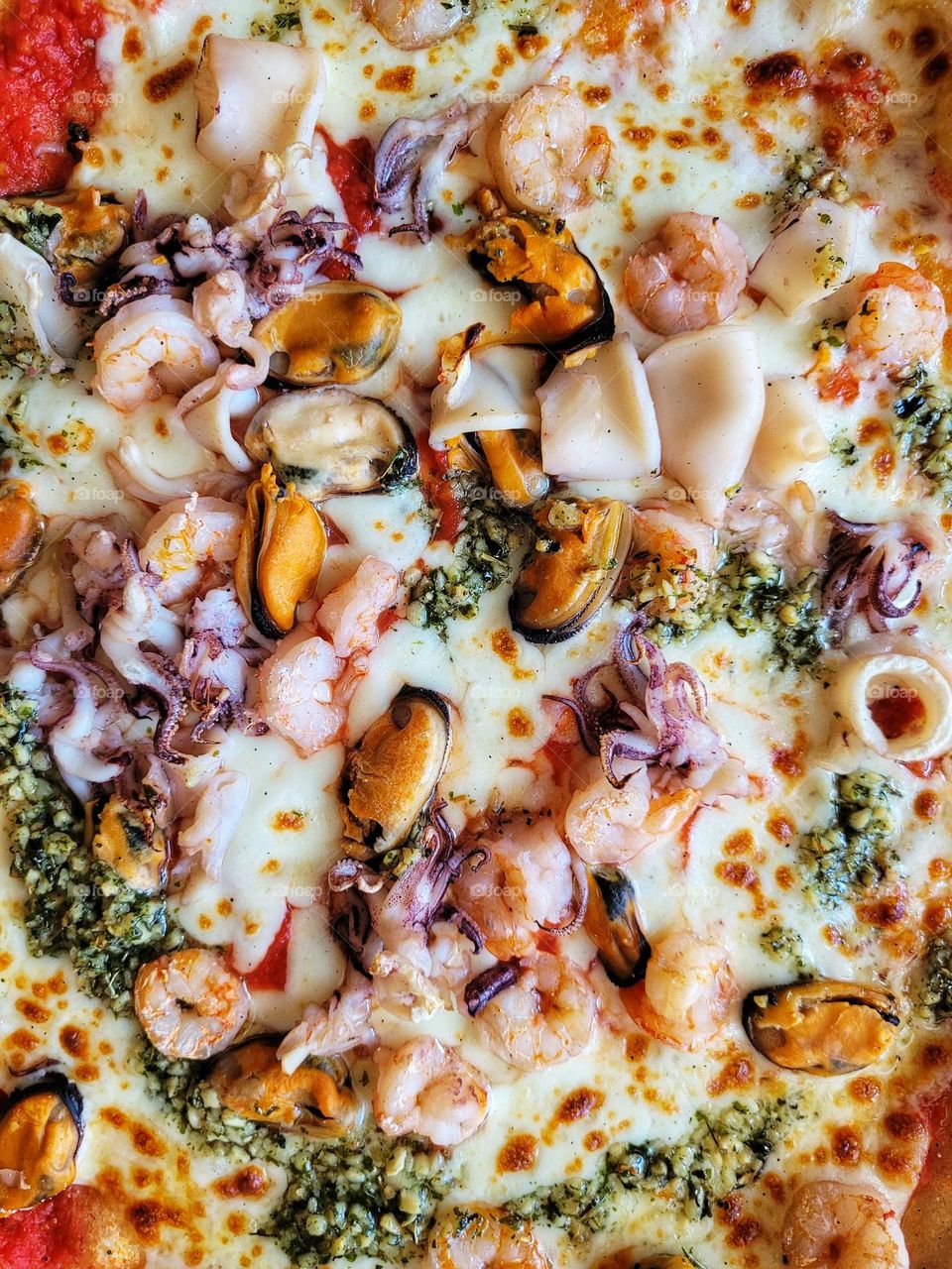 Top view of pizza texture.  food background.