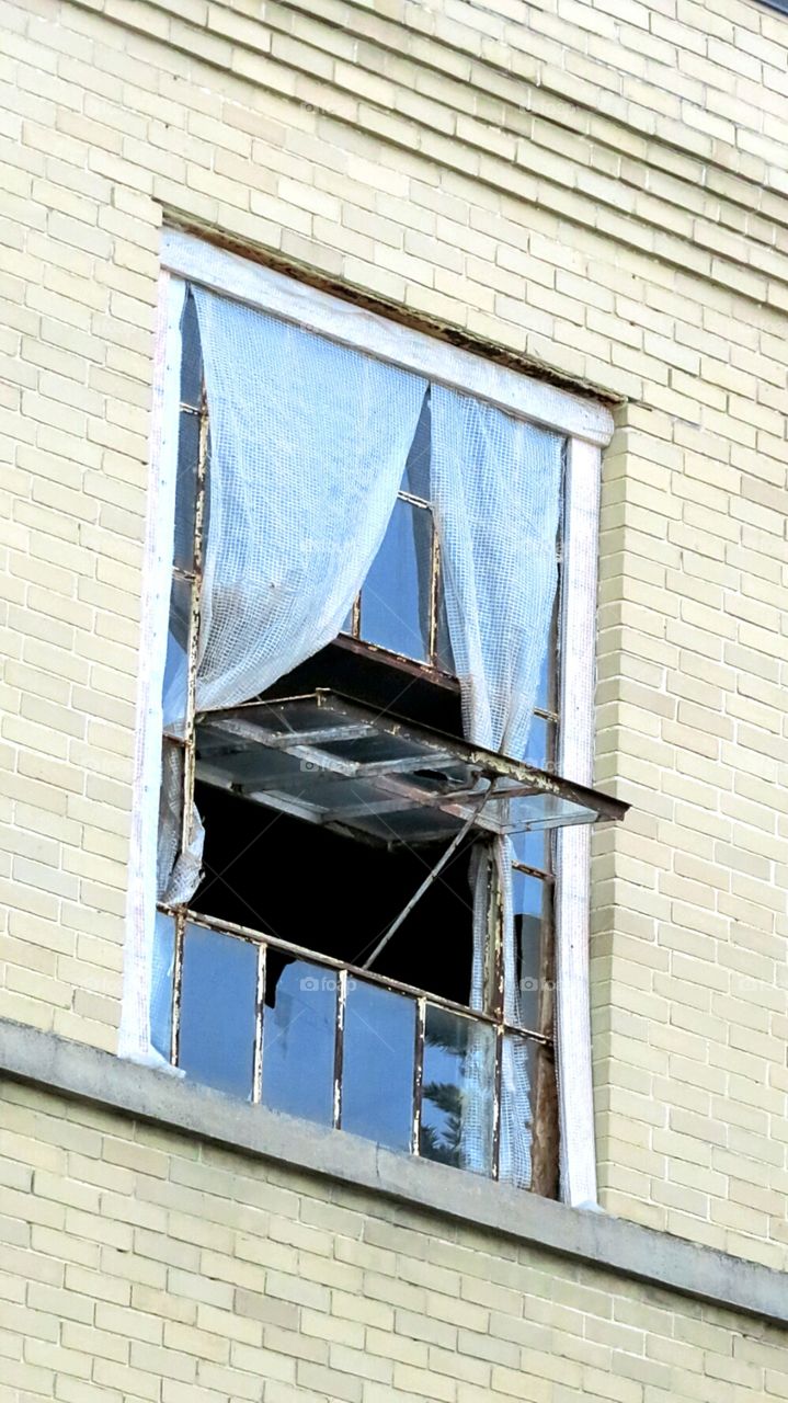 Window of abandoned Asylum