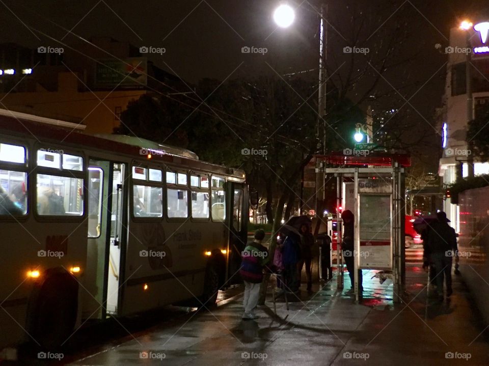 Bus Stop at Night 