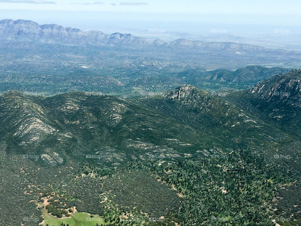 Aerial Springtime closeup view of the Flinders Ranges in south Australia 