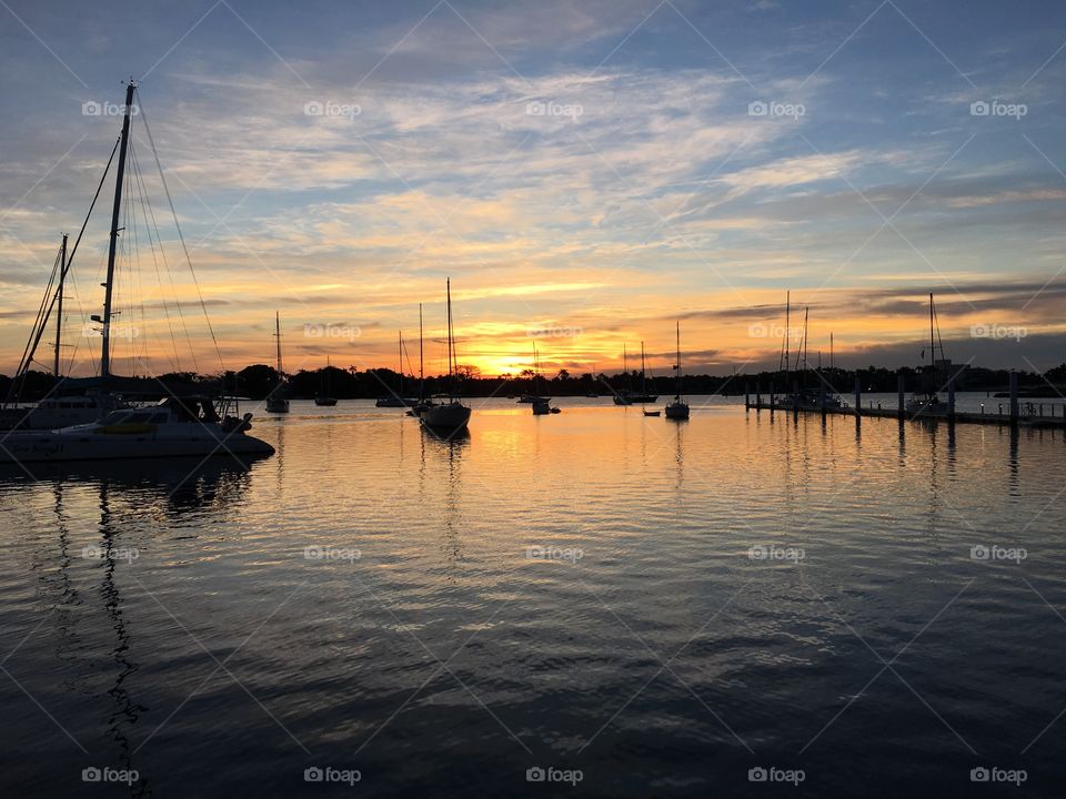 Silhouette of boat during sunset