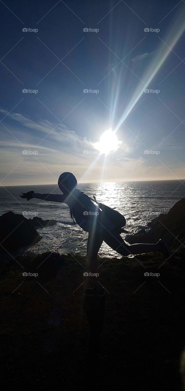 A hike at Bodega Head Bay. Beautiful view from Bodega Head Bay. Sun setting beautifully.