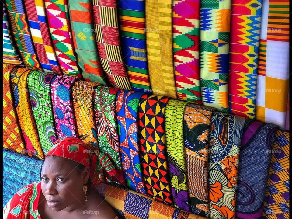 Tissue market in Abidjan, Africa.