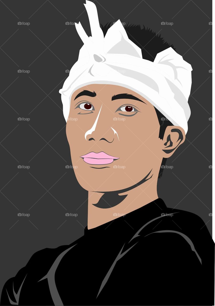 illustration of the traditional clothing of the Lombok Sasak tribe with a headband named sapuk