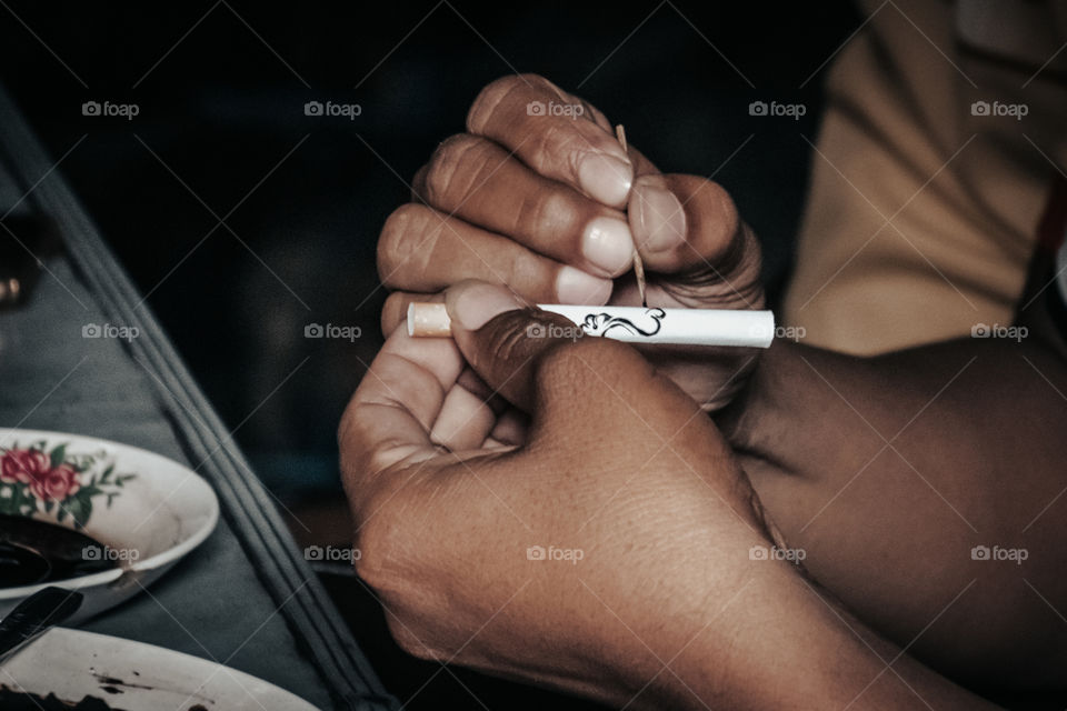 Why not painting the cigarette with coffee ground?