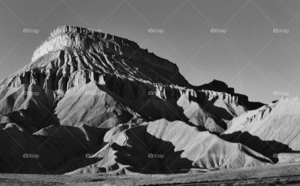 Bookcliff mountains. Black and white image of Bookcliff mountains in Grand Junction, Colorado