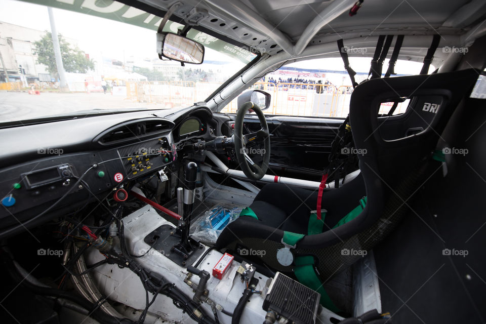 Inside the racing sport car