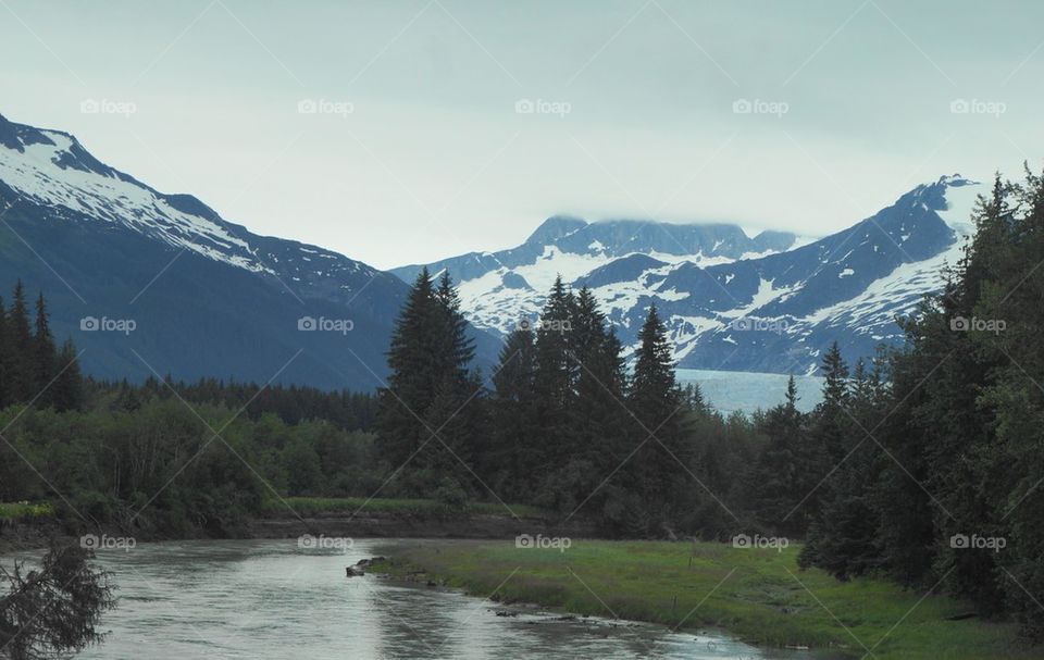 Scenic view of mountain against clear sky