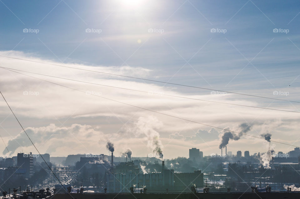 dirty city under blue sky