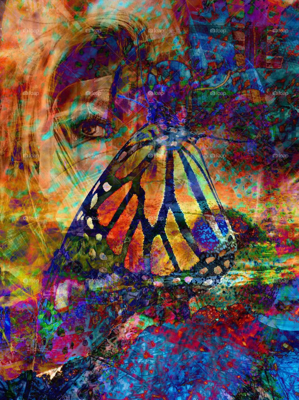 Psychedelic butterfly abstract.