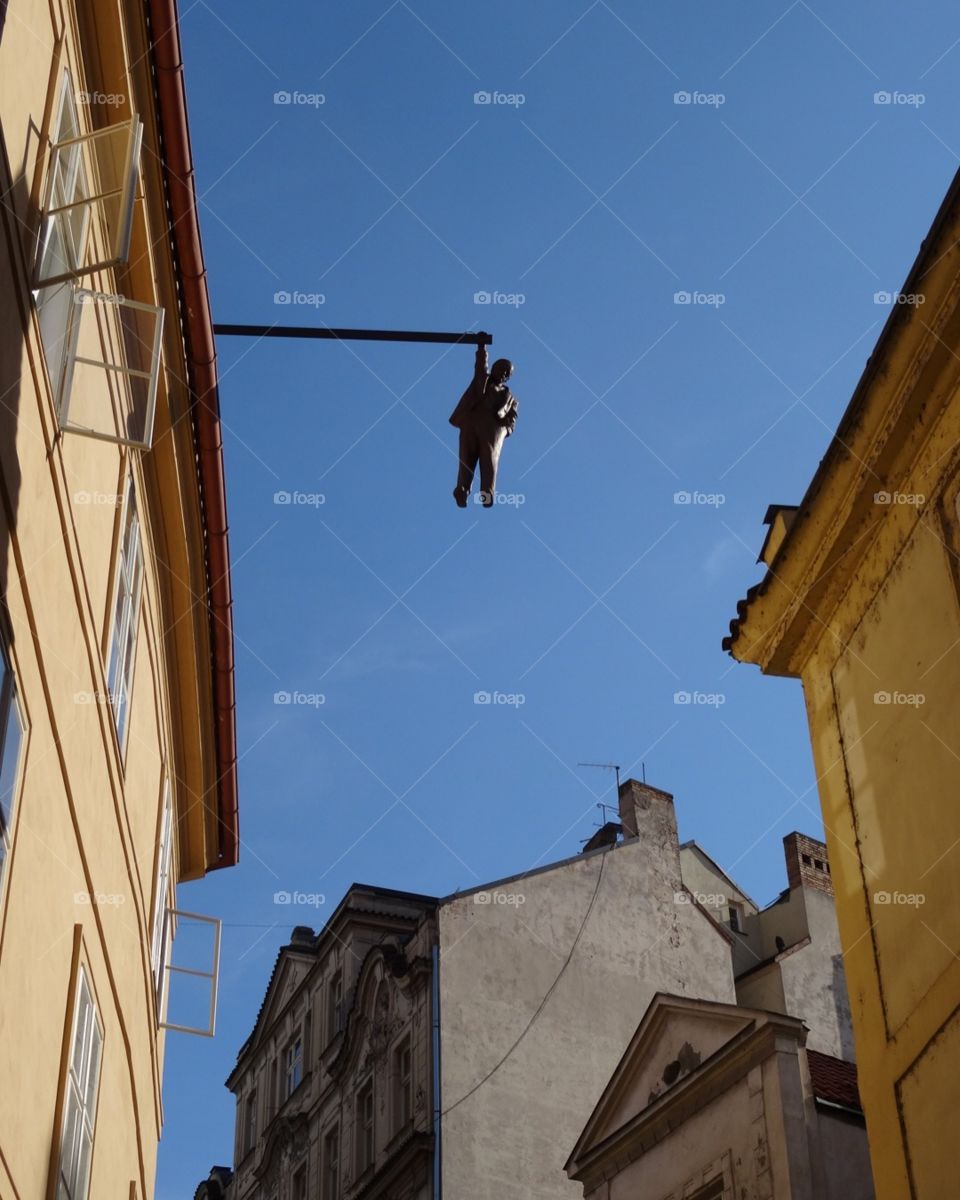 Hanging man. Hanging man in Prague