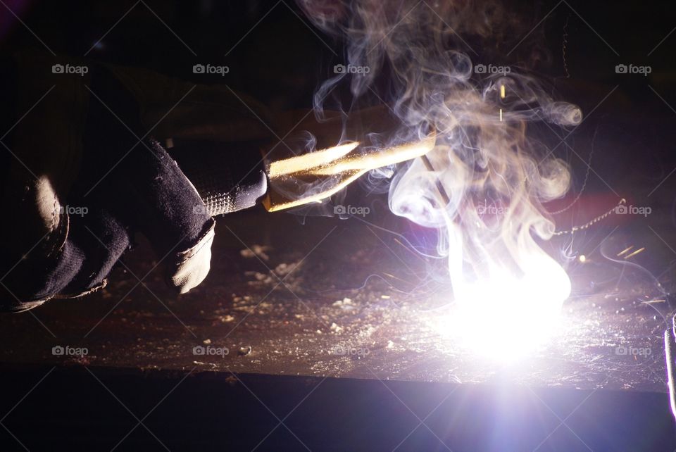 Welder. A welder working