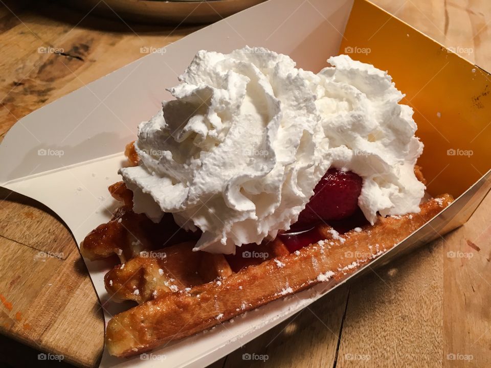 Taming the hunger at Columbus square Christmas market in NYC.