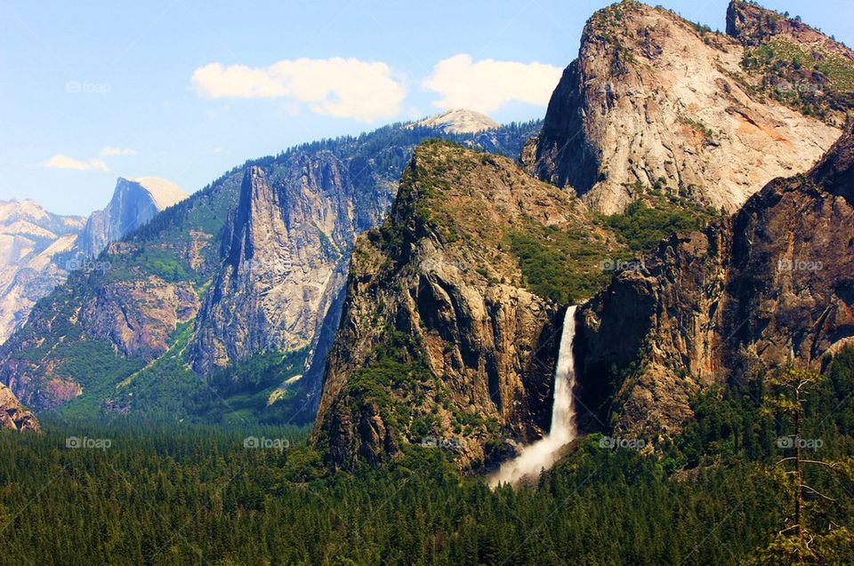 Scenic view of waterfall