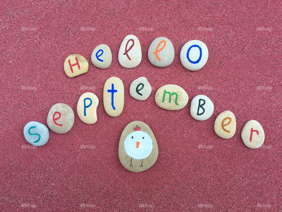 Hello September with stones composition