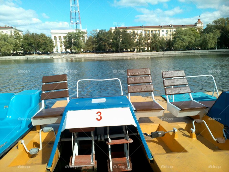 river shore and catamaranes