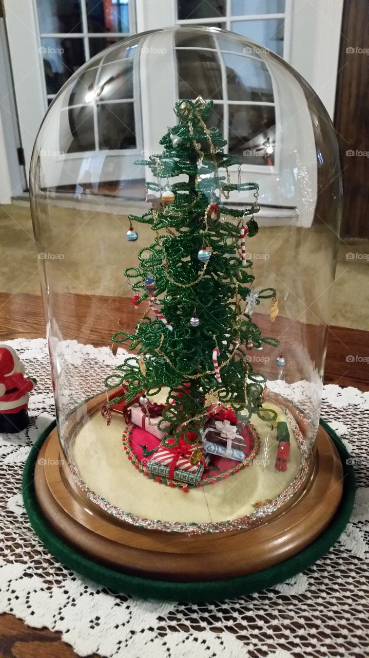 Mini Christmas Tree . Mini Christmas Tree under dome