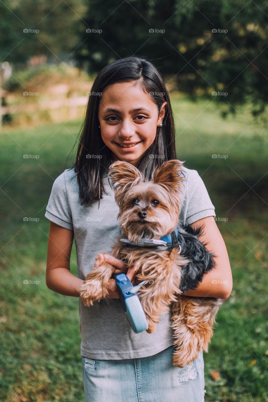 Girl and her yorkie 