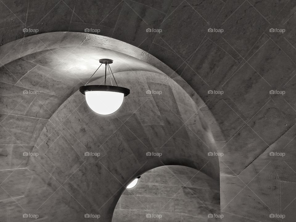 Black And White Architecture. Arched Hallway