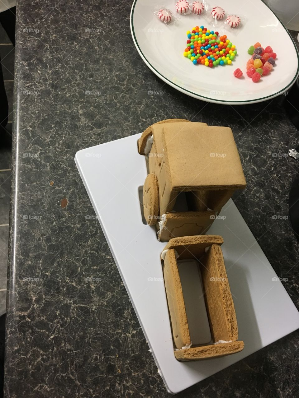 Ginger bread train making with the family part done work and n progress 