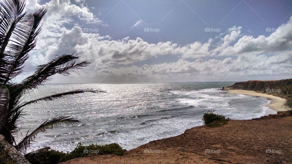 view of the beaches in Pipa Rio Grande do Norte Brazil from the top of the cliff