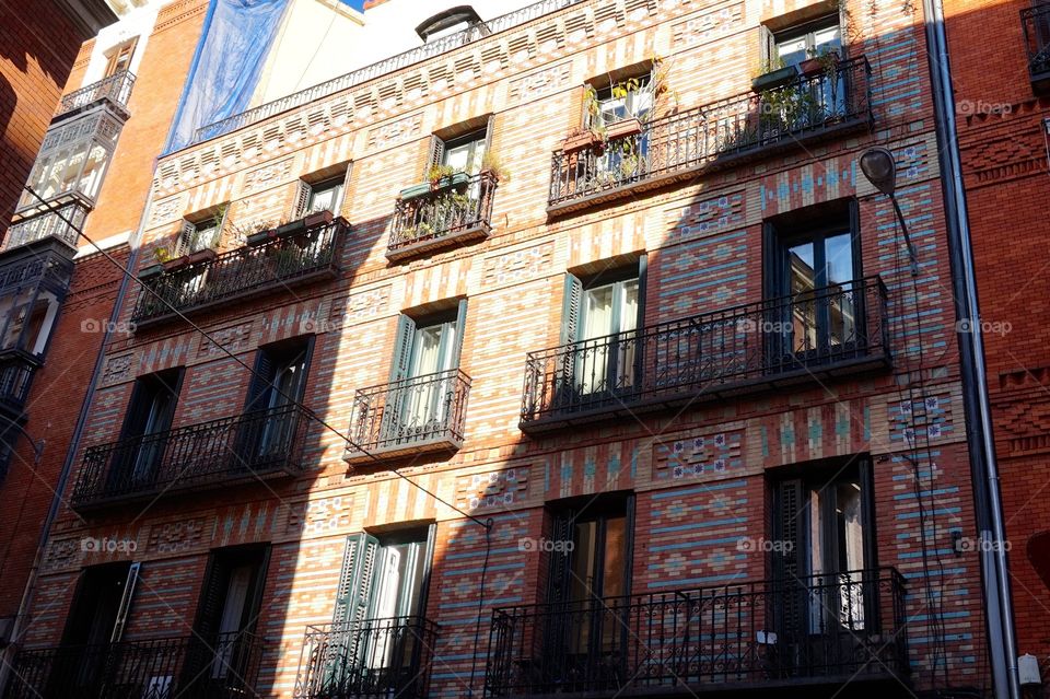 Interesting building facade, Madrid, Spain 