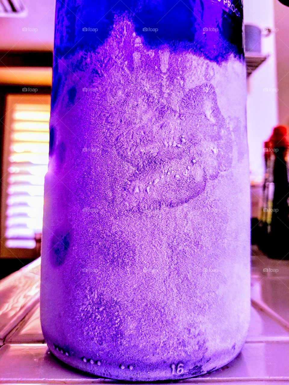 Frozen Blue Bottle in violet Art