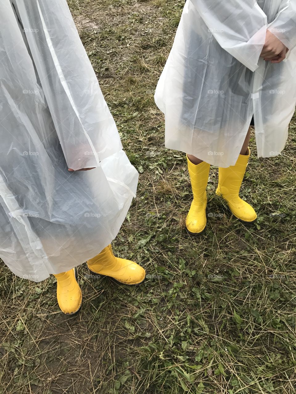 Raincoat, yellow boots