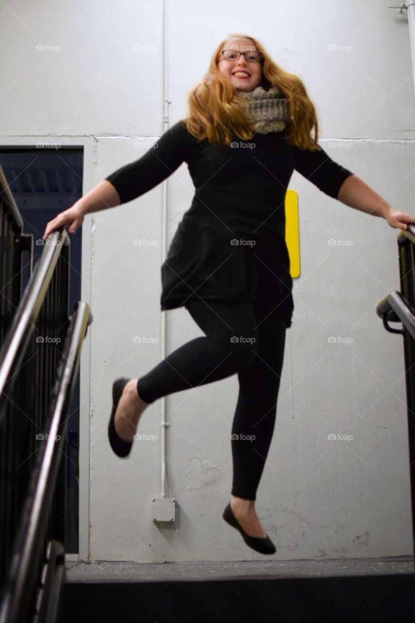 Fun portrait jumping