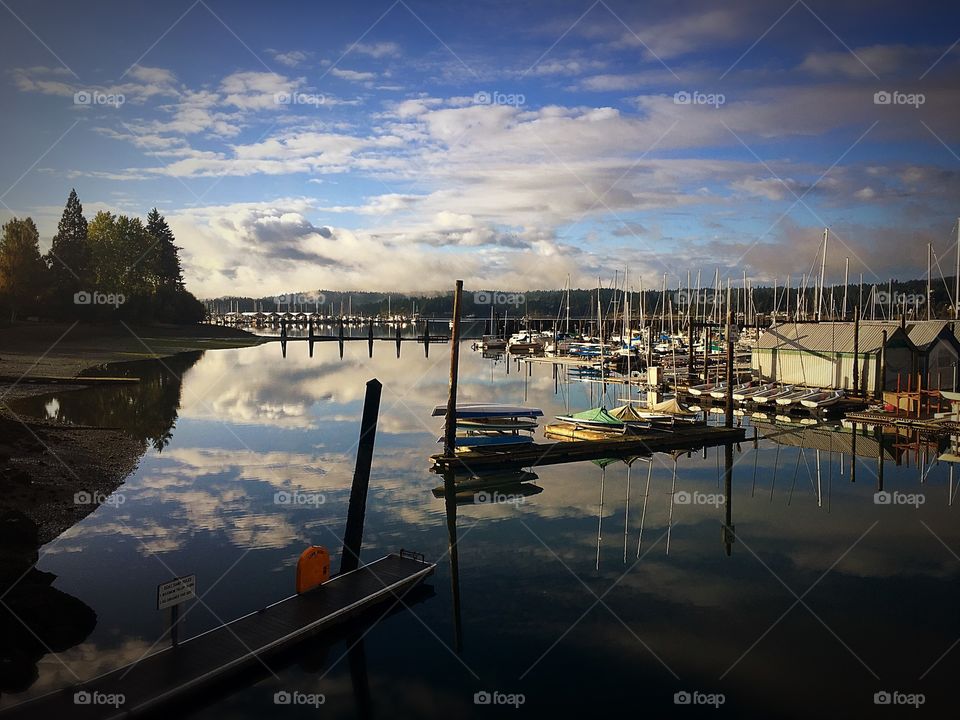 Sunrise over Liberty Bay Marina