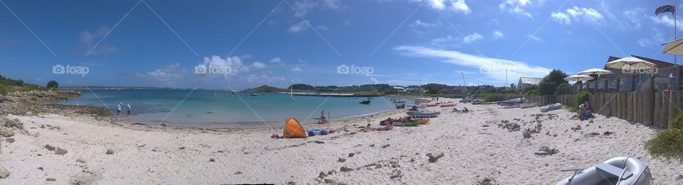 Panoramic view of Old Grimsby beach on a lovely summers day