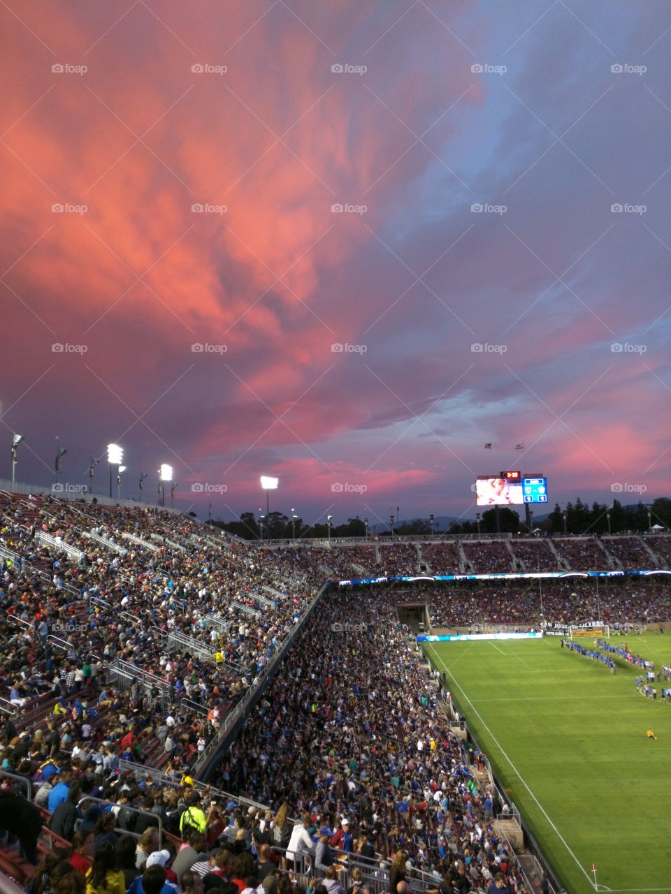 sunset on the stadium