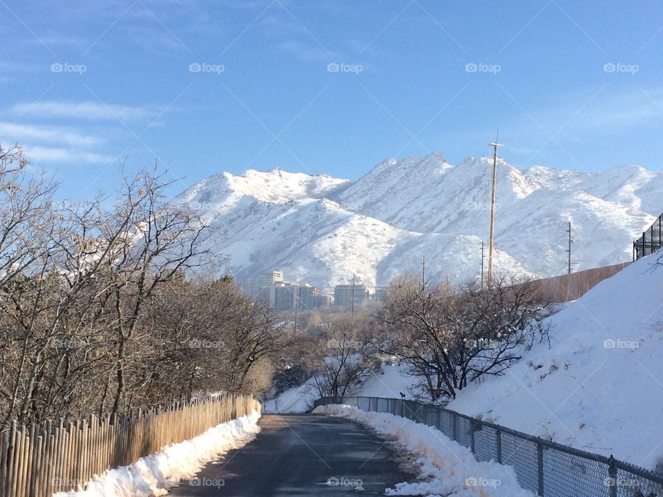 Winter mountain landscape, Salt Lake City, Utah