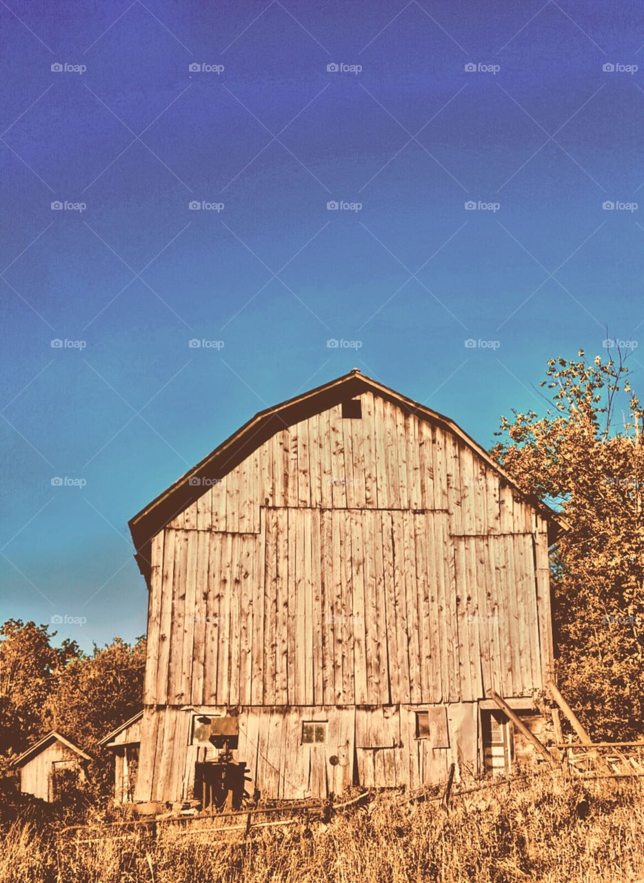 barn in the blue