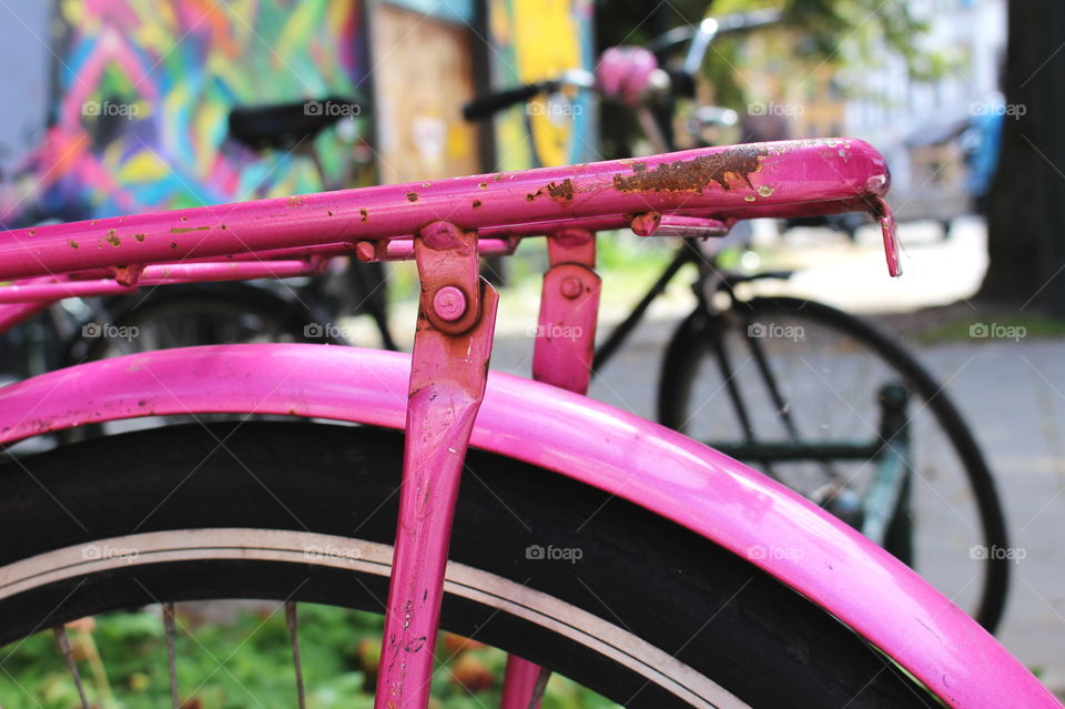 Pink city bike.