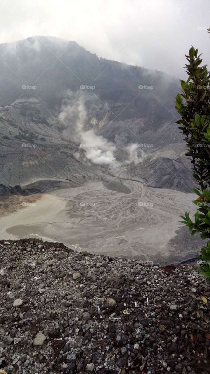 crater of Tangkuban perahu Mountain
