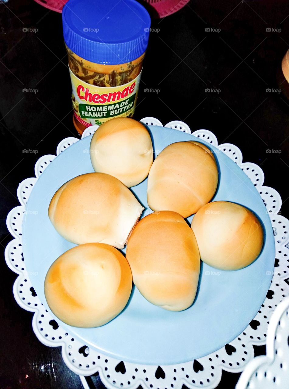 Nutritious cheese bread with homemade peanut butter.