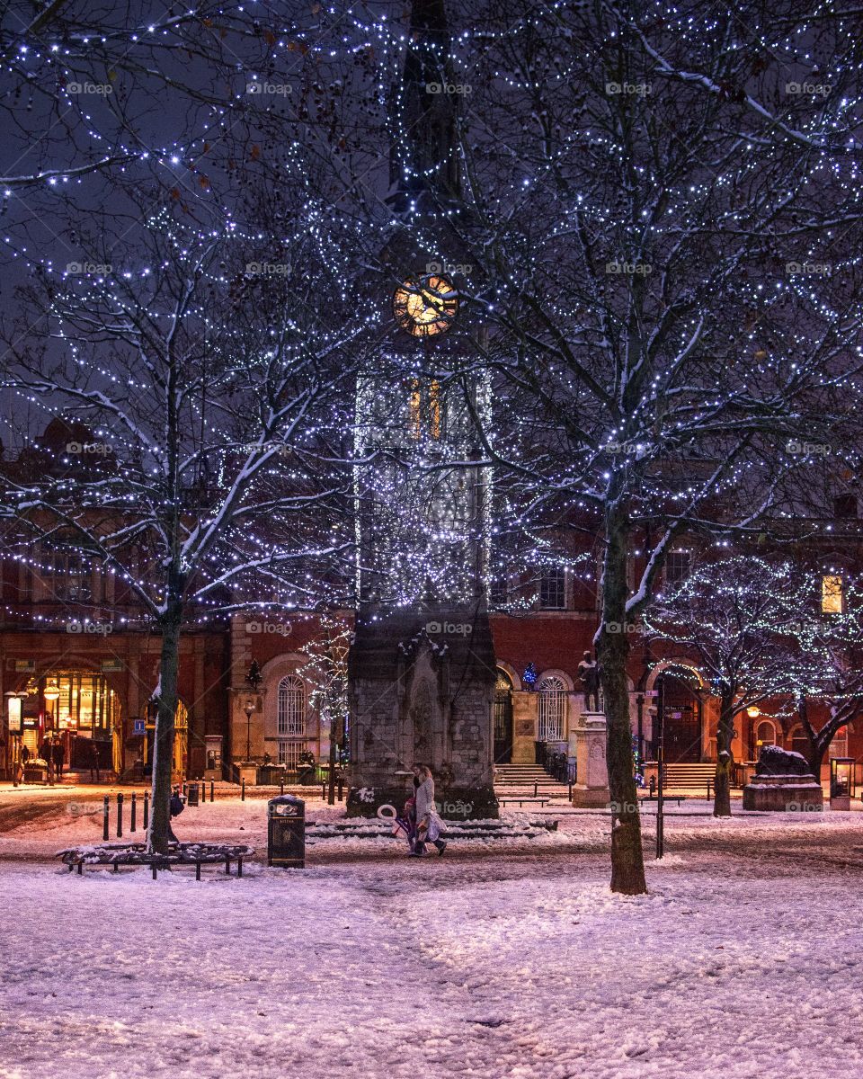 the clock tower in winter